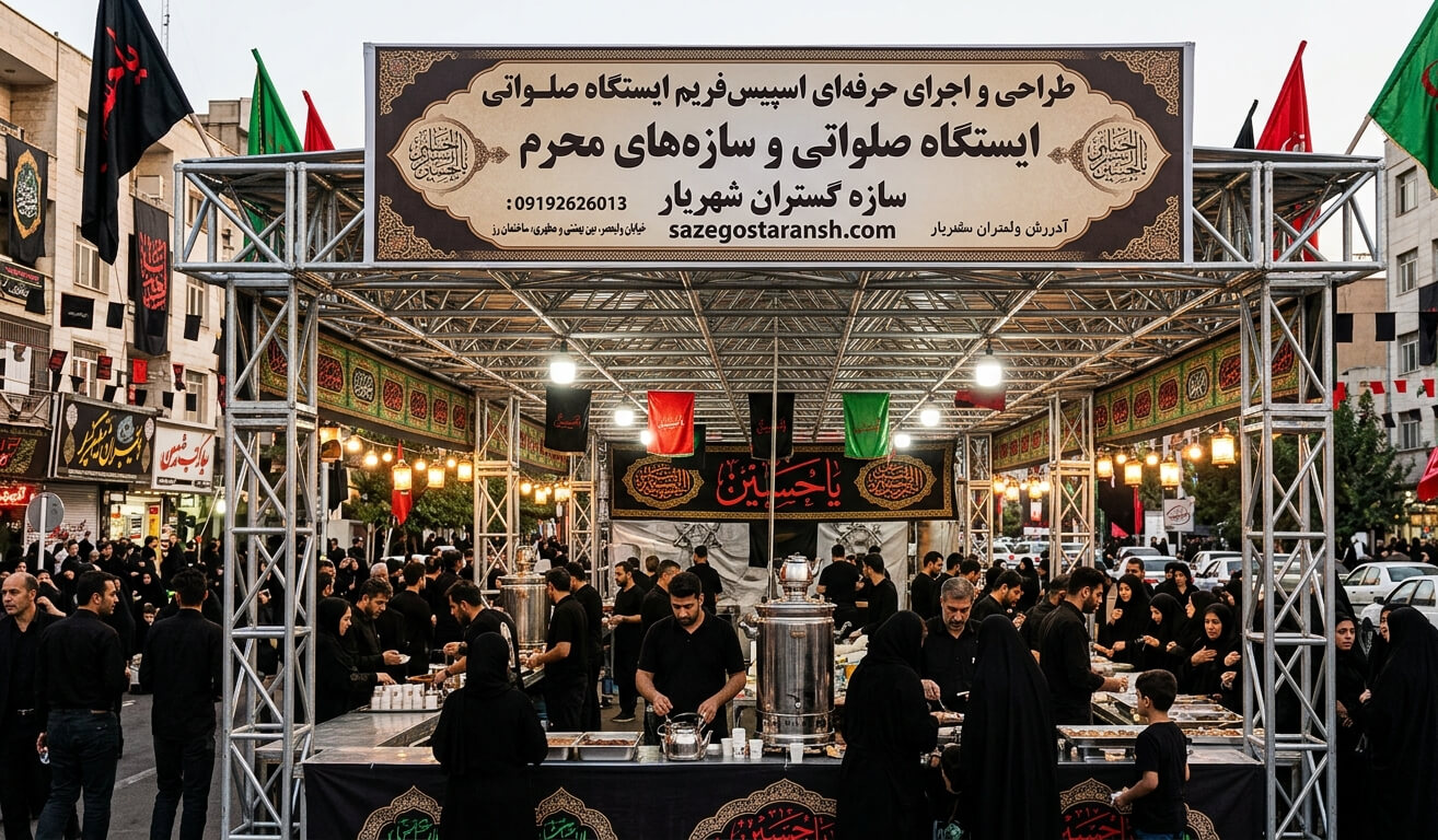 اجرای اسپیس‌فریم برای ایستگاه صلواتی محرم توسط سازه گستران شهریار
